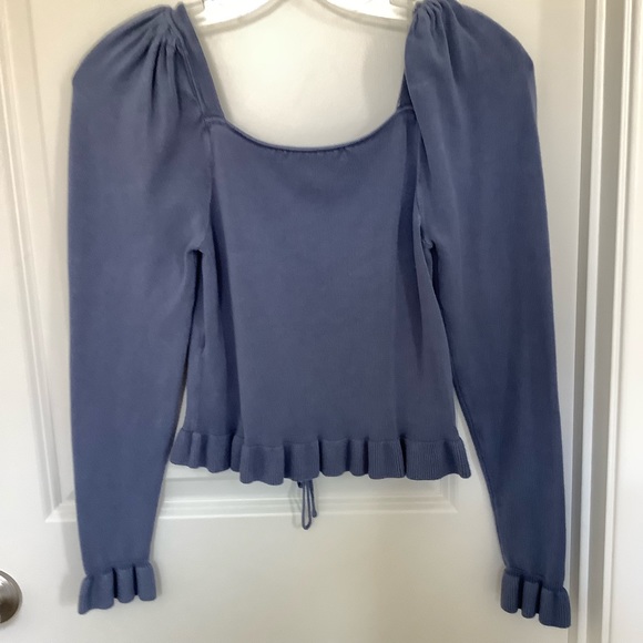 ZARA RIBBED PULLOVER RUFFLED CUFFS PEPLUM SWEATER Size S - Picture 8 of 9